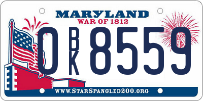 MD license plate 0BK8559