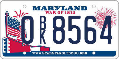 MD license plate 0BK8564