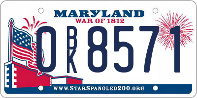 MD license plate 0BK8571