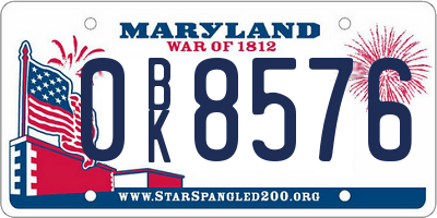 MD license plate 0BK8576