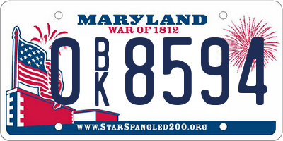 MD license plate 0BK8594