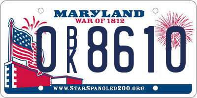 MD license plate 0BK8610