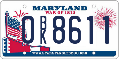 MD license plate 0BK8611