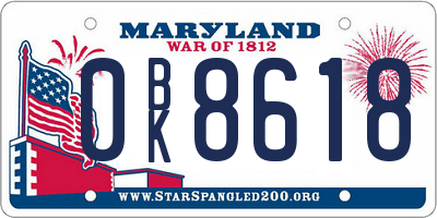 MD license plate 0BK8618