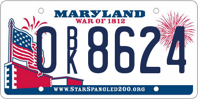 MD license plate 0BK8624