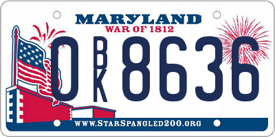 MD license plate 0BK8636