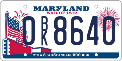MD license plate 0BK8640