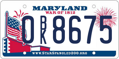 MD license plate 0BK8675