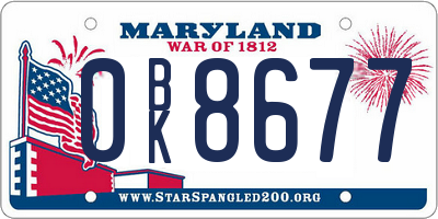 MD license plate 0BK8677