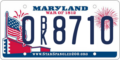 MD license plate 0BK8710