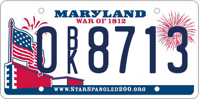 MD license plate 0BK8713