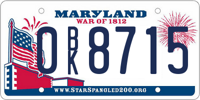 MD license plate 0BK8715