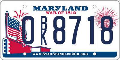 MD license plate 0BK8718