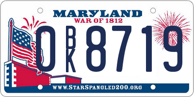 MD license plate 0BK8719