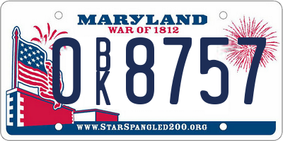 MD license plate 0BK8757