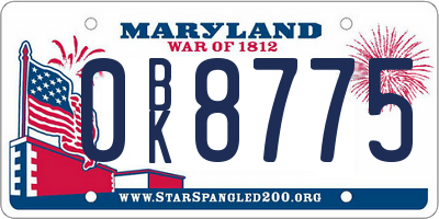 MD license plate 0BK8775