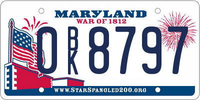 MD license plate 0BK8797