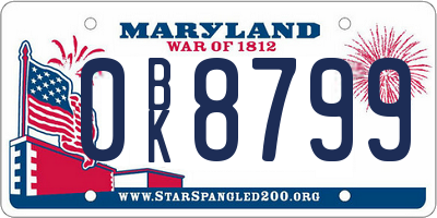 MD license plate 0BK8799
