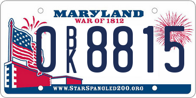 MD license plate 0BK8815