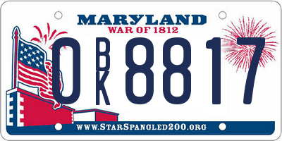 MD license plate 0BK8817