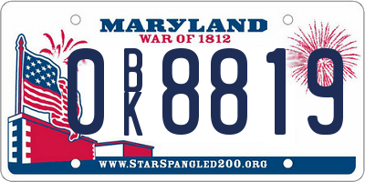 MD license plate 0BK8819