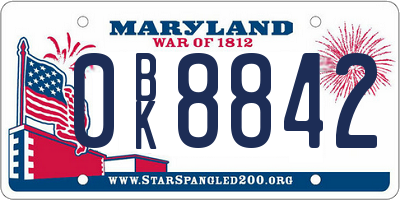 MD license plate 0BK8842