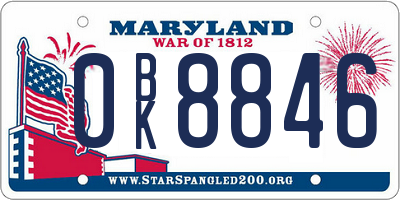 MD license plate 0BK8846