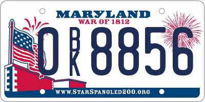 MD license plate 0BK8856