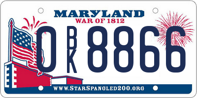 MD license plate 0BK8866