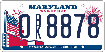 MD license plate 0BK8878