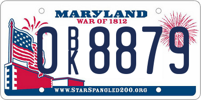 MD license plate 0BK8879