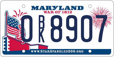 MD license plate 0BK8907