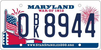 MD license plate 0BK8944