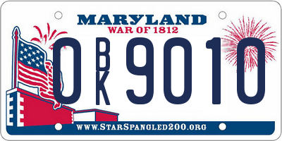MD license plate 0BK9010