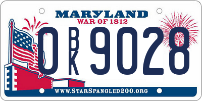 MD license plate 0BK9028