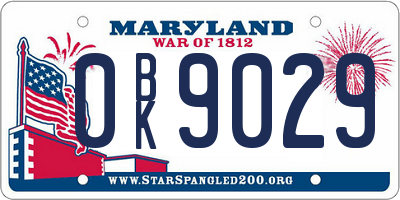 MD license plate 0BK9029