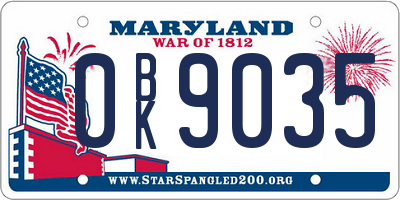 MD license plate 0BK9035