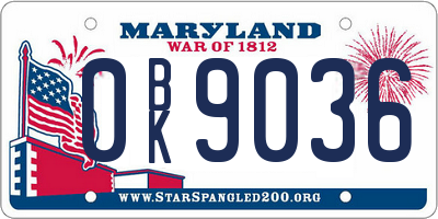 MD license plate 0BK9036