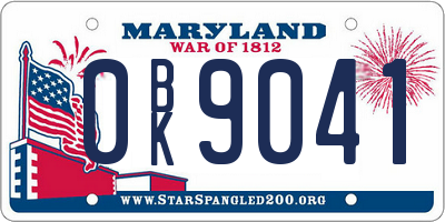 MD license plate 0BK9041
