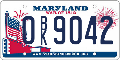 MD license plate 0BK9042