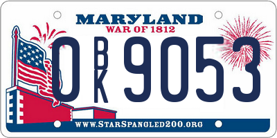 MD license plate 0BK9053