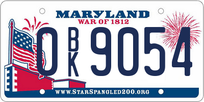 MD license plate 0BK9054