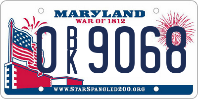 MD license plate 0BK9068