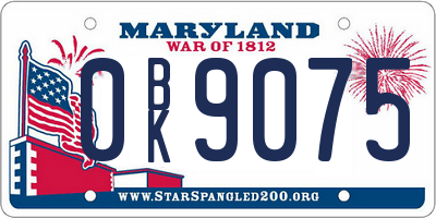 MD license plate 0BK9075