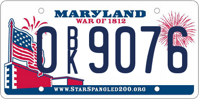MD license plate 0BK9076