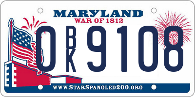 MD license plate 0BK9108