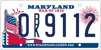 MD license plate 0BK9112