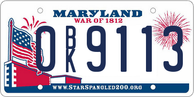 MD license plate 0BK9113