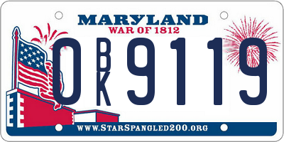 MD license plate 0BK9119