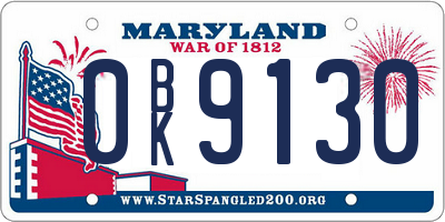 MD license plate 0BK9130